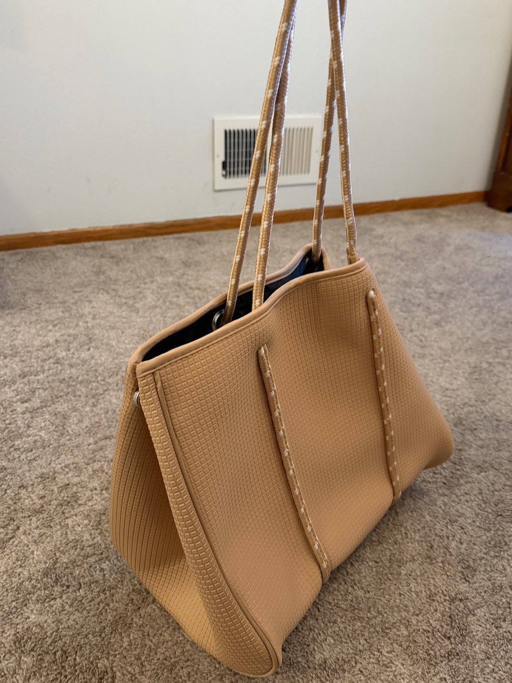 No Boundaries Textured Tote Bag in Camel Tan